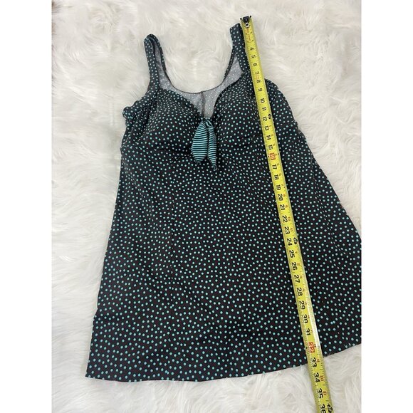 Maxine of Hollywood Vtg Plus 22W One Piece Swimsuit Dress Brown & Teal Polkadot - Picture 9 of 11